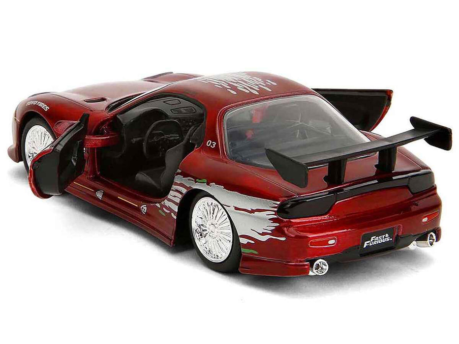 Dom's Mazda RX-7 Candy Red with Graphics "The Fast and the Furious" (2001) Movie "25 Years of Fast & Furious" Series 1/32 Diecast Model Car by Jada