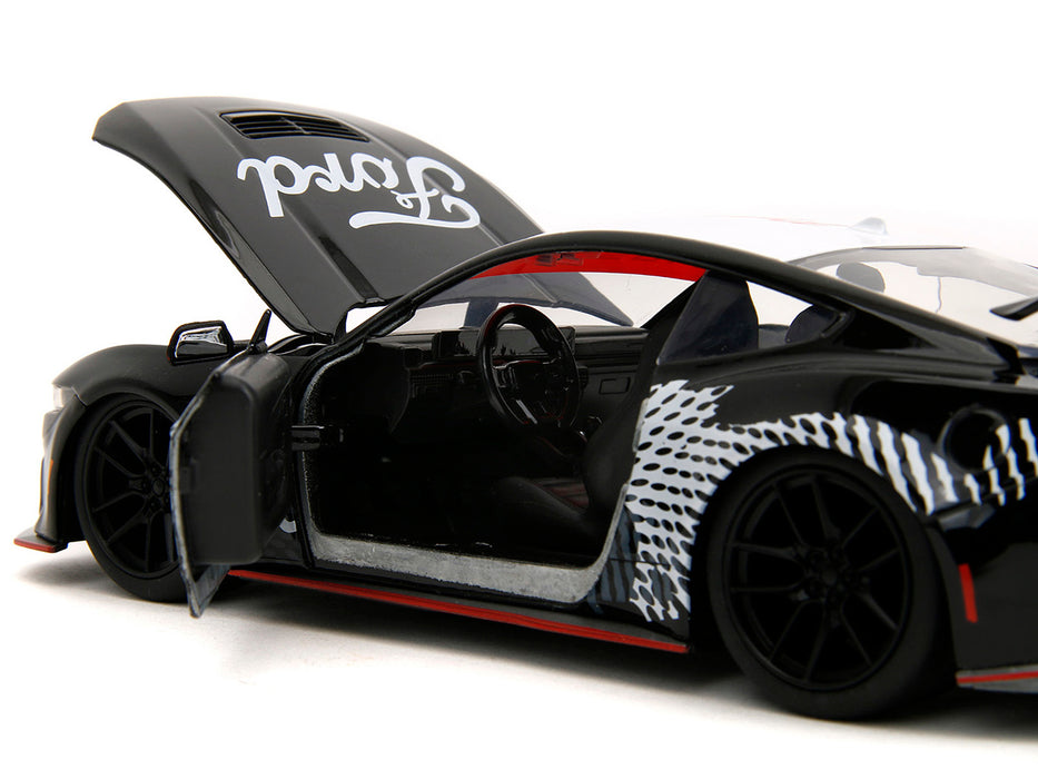 2024 Ford Mustang Dark Horse Black with White Top and "Mustang Horse Graphics" "Bigtime Muscle" Series 1/24 Diecast Model Car by Jada