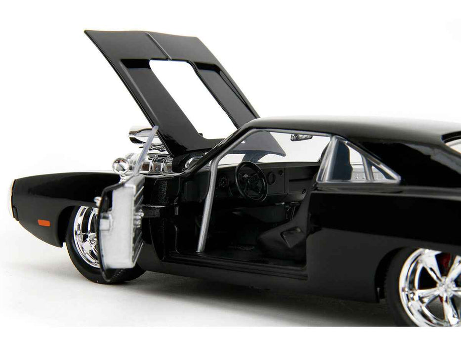 1970 Dodge Charger Black with Race Interior "The Fast and the Furious" (2001) Movie "25 Years of Fast & Furious" Series 1/24 Diecast Model Car by Jada