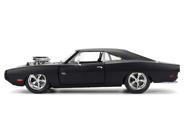 1970 Dodge Charger R/T Matt Black "Fast & Furious" (2009) Movie "Fast & Furious" Series 1/24 Diecast Model Car by Jada - Miniature Motors