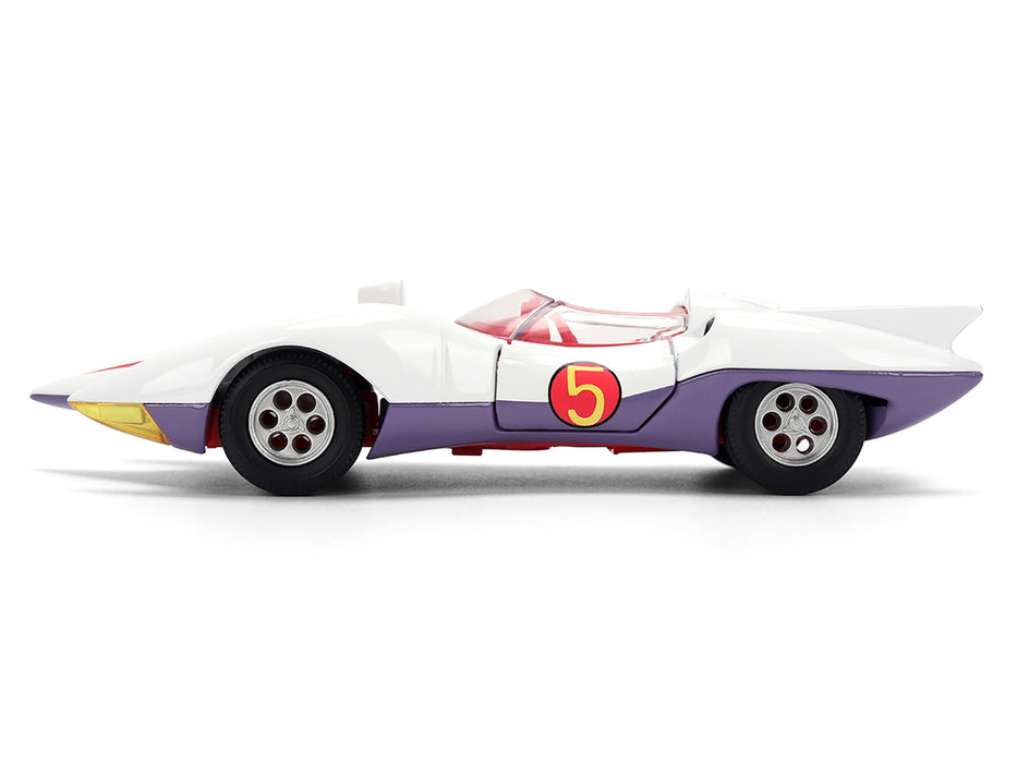 Mach 5 White with Red Stripes and Interior "Speed Racer" (1967) TV Series "Anime Hollywood Rides" Series 1/32 Diecast Model Car by Jada