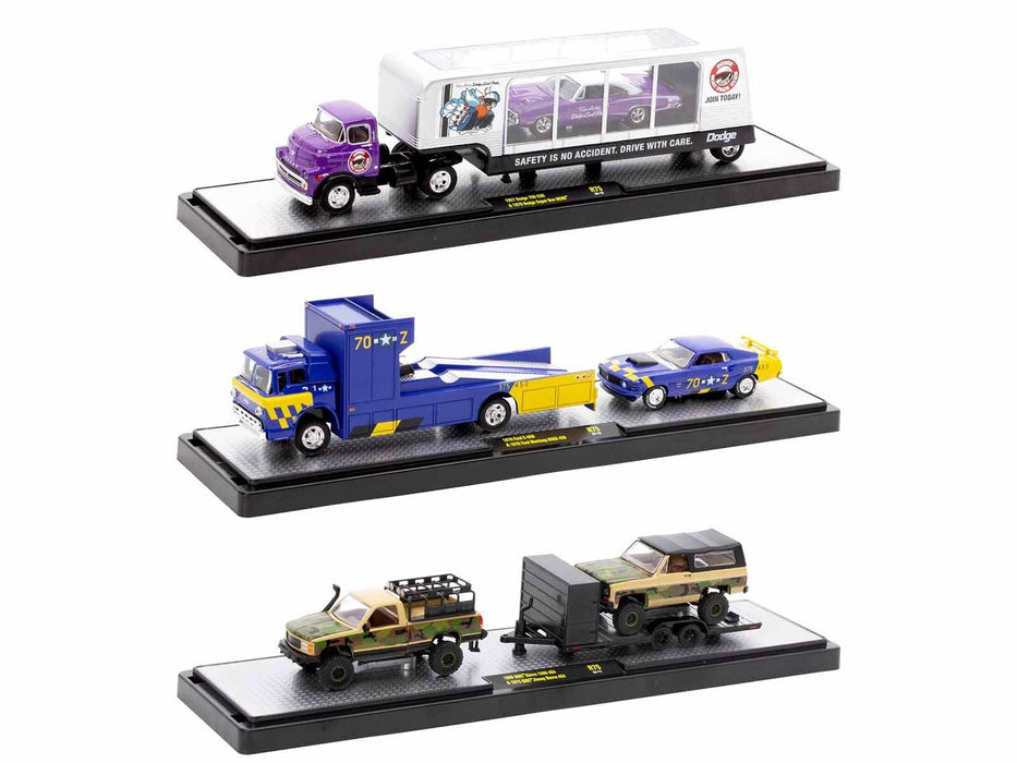 Auto Haulers Set of 3 Trucks Release 75 Limited Edition to 8000 pieces Worldwide 1/64 Diecast Models by M2 Machines - Miniature Motors