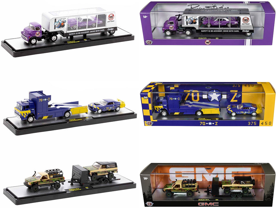Auto Haulers Set of 3 Trucks Release 75 Limited Edition to 8000 pieces Worldwide 1/64 Diecast Models by M2 Machines - Miniature Motors
