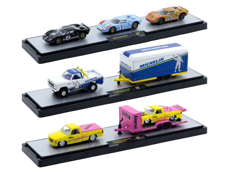 Auto Haulers Set of 3 Trucks Release 98 Limited Edition to 9400 pieces Worldwide 1/64 Diecast Model by M2 Machines