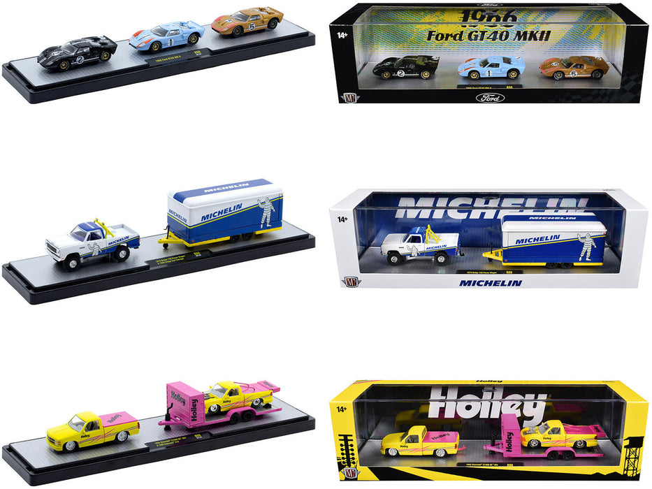 Auto Haulers Set of 3 Trucks Release 98 Limited Edition to 9400 pieces Worldwide 1/64 Diecast Model by M2 Machines
