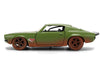 Dom's 1973 Chevrolet Camaro "F-Bomb" Matt Green (Dirty Version) with Black Hood Stripe "Fast & Furious" (2009) Movie "Fast & Furious 25 Years" Series 1/32 Diecast Model Car by Jada