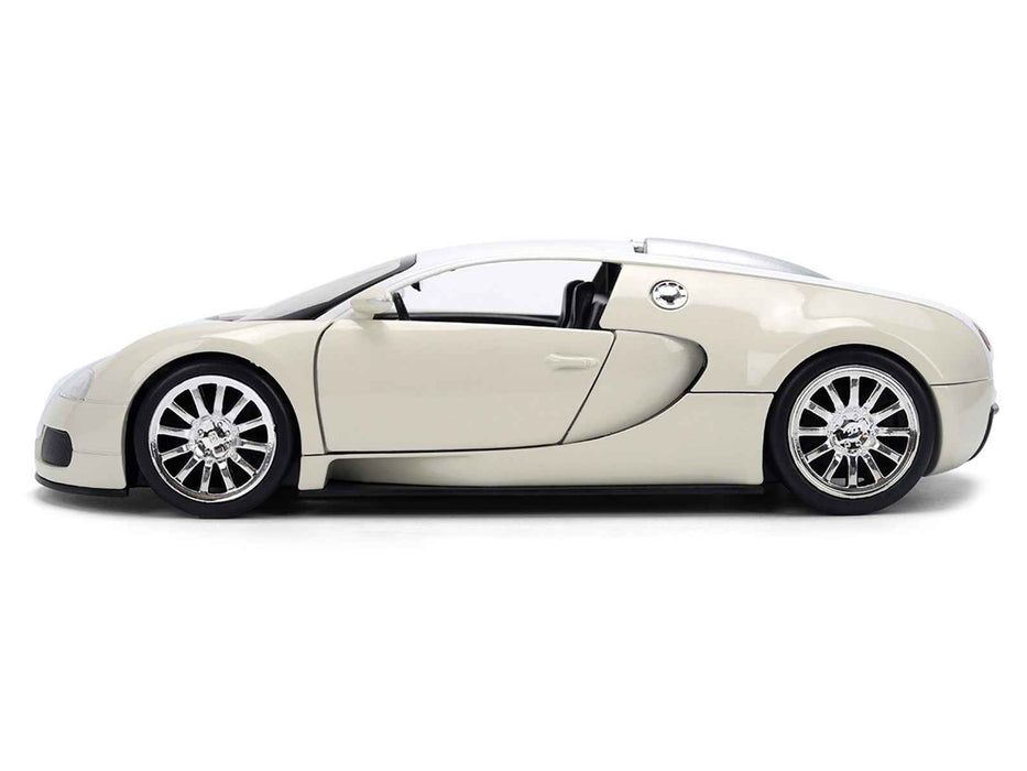 2011 Bugatti Veyron White and Tan "Furious 7" (2015) Movie "25 Years of Fast & Furious" Series 1/24 Diecast Model Car by Jada