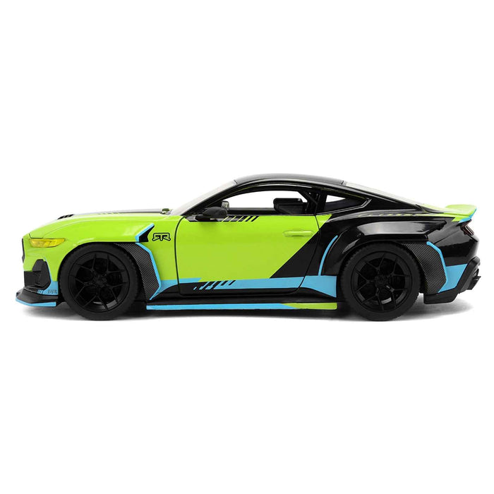 2026 Ford Mustang RTR Spec 5-D Lime Green with Black Top and Graphics "Hyper-Spec" Series 1/24 Diecast Model Car by Jada