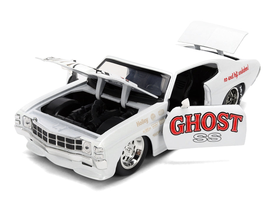 1971 Chevrolet Chevelle SS "Ghost SS" White with Graphics "Bigtime Muscle" Series 1/24 Diecast Model Car by Jada