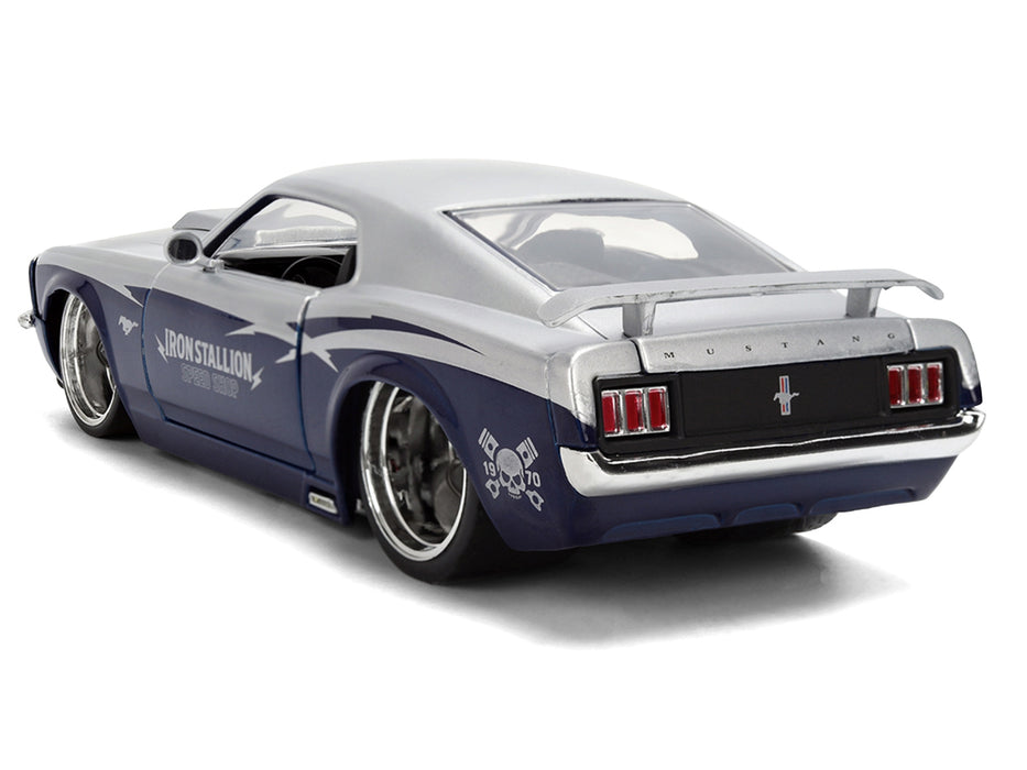 1970 Ford Mustang Boss 429 "Iron Stallion Speed Shop" Silver and Dark Blue Metallic "Bigtime Muscle" Series 1/24 Diecast Model Car by Jada