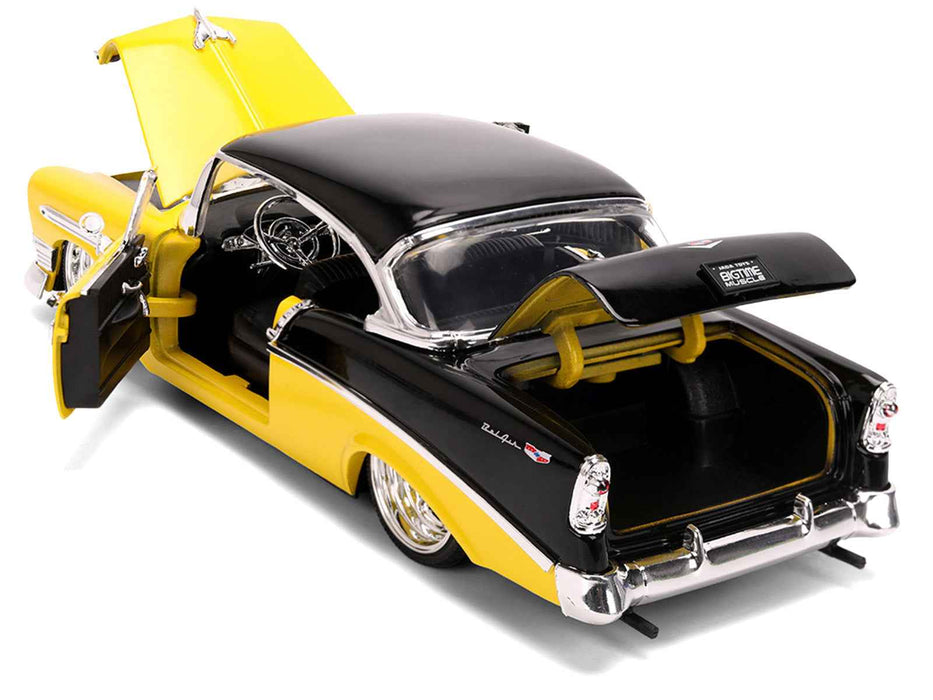 1956 Chevrolet Bel Air Yellow and Black "Bigtime Muscle" Series 1/24 Diecast Model Car by Jada