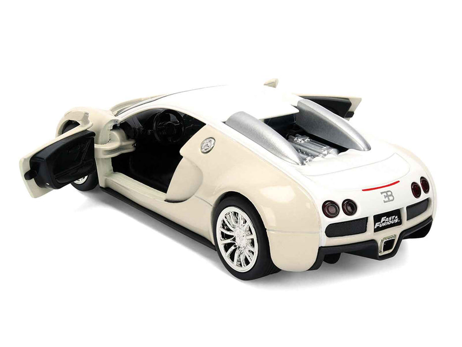 2011 Bugatti Veyron White and Tan "Furious 7" (2015) Movie "25 Years of Fast & Furious" Series 1/32 Diecast Model Car by Jada