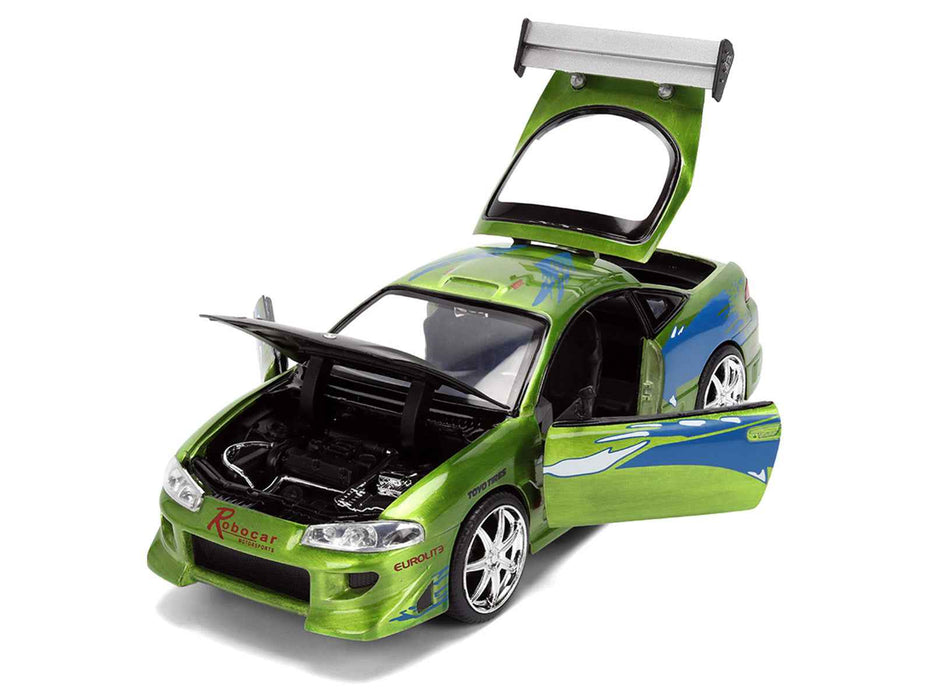 Brian's Mitsubishi Eclipse Green Brush Finish "The Fast and the Furious" (2001) Movie 25 Years of Fast & Furious Anniversary 1/24 Diecast Model Car by Jada