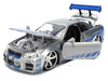 Brian's Nissan Skyline GT-R (R34) RHD (Right Hand Drive) Brush Finish  "2 Fast 2 Furious" (2003) Movie 25 Years of Fast & Furious Anniversary 1/24 by Jada