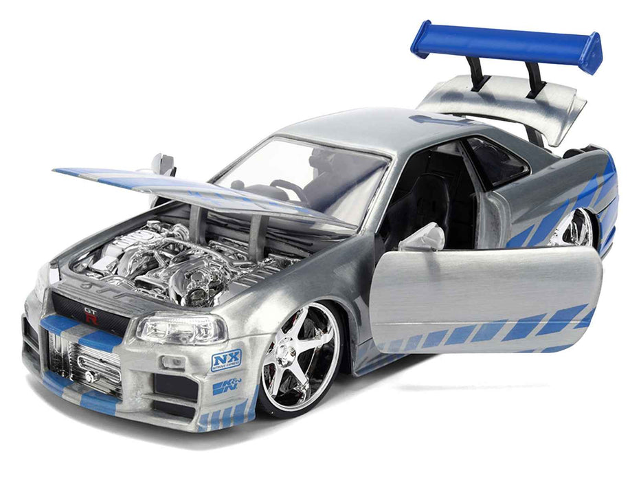 Brian's Nissan Skyline GT-R (R34) RHD (Right Hand Drive) Brush Finish  "2 Fast 2 Furious" (2003) Movie 25 Years of Fast & Furious Anniversary 1/24 by Jada