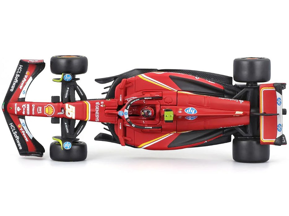 Ferrari SF-24 #55 Carlos Sainz "Formula One F1 World Championship" (2024) with Display Case "Formula Racing" Series 1/43 Diecast Model Car by Bburago