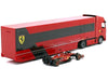 Iveco S-Way 570 Car Transporter Red and Ferrari SF-24 #16 Charles Leclerc Formula One F1 World Championship (2024) "Racing Hauler" Series 1/43 Diecast Model Car by Bburago