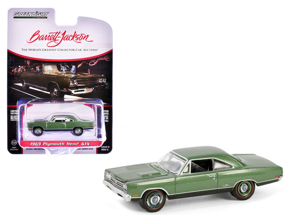 1969 Plymouth HEMI GTX F8 Ivy Green Metallic (Palm Beach 2023) Barrett Jackson "Scottsdale Edition" Series 14 1/64 Diecast Model Car by Greenlight