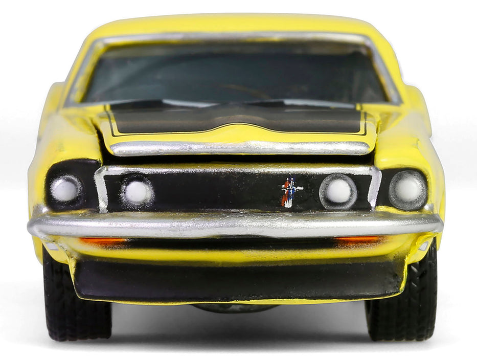 1969 Ford Mustang Boss 302 Bright Yellow with Black Hood and Stripes "Barrett-Jackson" Series 15 1/64 Diecast Model Car by Greenlight