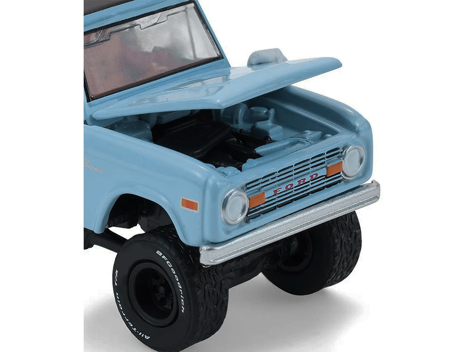 1972 Ford Bronco Custom SUV Light Blue with Black Top "Barrett-Jackson" Series 16 1/64 Diecast Model Car by Greenlight