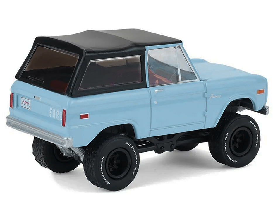 1972 Ford Bronco Custom SUV Light Blue with Black Top "Barrett-Jackson" Series 16 1/64 Diecast Model Car by Greenlight