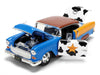 1955 Chevrolet Bel Air Blue with Graphics and Woody Diecast Figure "Toy Story" Franchise "Hollywood Rides" Series 1/24 Diecast Model Car by Jada