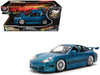 Porsche 911 GT3 RS (996) Blue Color Brush Finish "Fast Five" (2011) Movie "25 Years of Fast & Furious" Series 1/24 Diecast Model Car by Jada