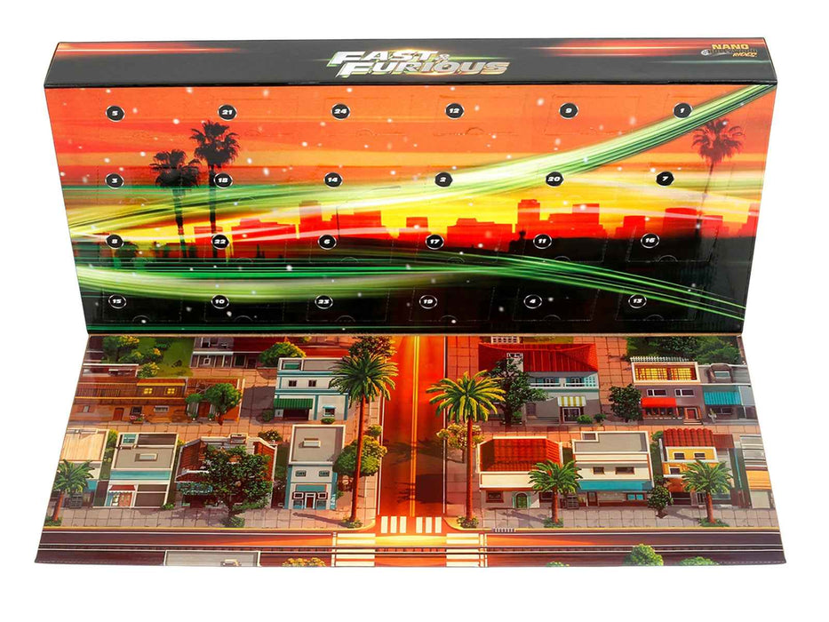 25 Years of Fast & Furious Advent Calendar Set of 24 Nano Cars "Nano Hollywood Rides" Series Diecast Model Cars by Jada
