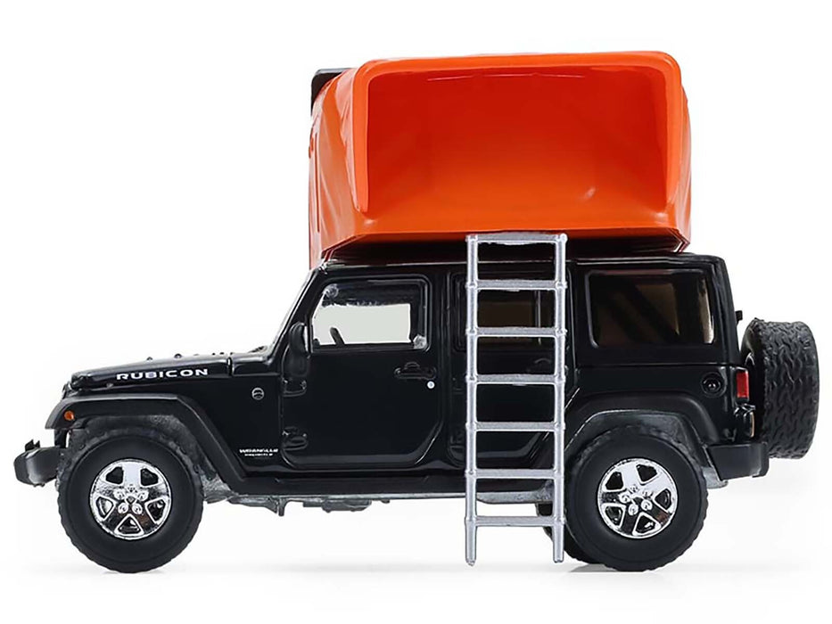 2008 Jeep Wrangler Unlimited Rubicon Dark Charcoal with Modern Rooftop Camper "The Great Outdoors" Series 4 1/64 Diecast Model Car by Greenlight