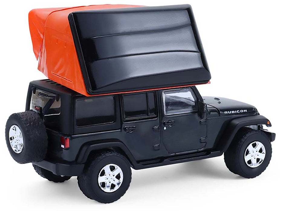 2008 Jeep Wrangler Unlimited Rubicon Dark Charcoal with Modern Rooftop Camper "The Great Outdoors" Series 4 1/64 Diecast Model Car by Greenlight