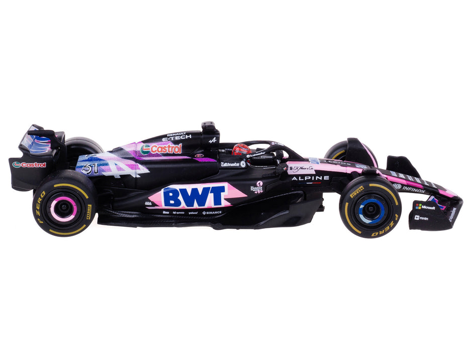 Alpine A524 #31 Esteban Ocon "BWT" "Formula One F1 World Championship" (2024) with Driver Figure and Display Case "Race" Series 1/43 Diecast Model Car by Bburago