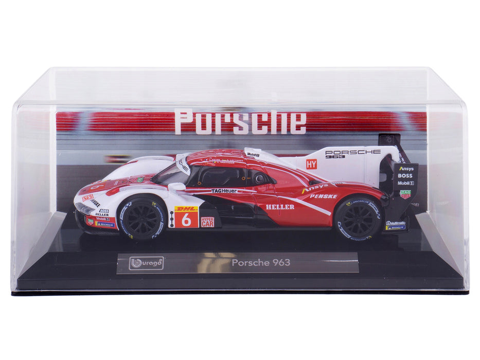Porsche 963 #6 Kevin Estre - Andre Lotterer - Laurens Vanthoor "Porsche Penske Motorsport" Drivers' Winner "FIA World Endurance Championship" (2024) with Display Case "Race" Series 1/43 Diecast Model Car by Bburago
