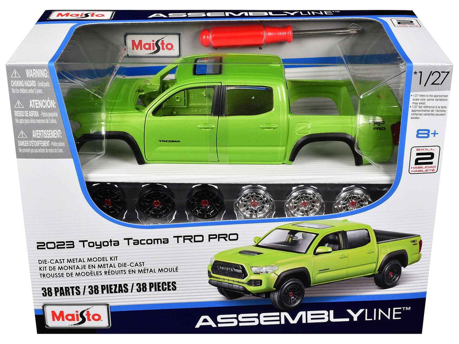 Skill 2 Model Kit 2023 Toyota Tacoma TRD PRO Pickup Truck Light Green Metallic "Assembly Line" Series 1/27 Scale Model by Maisto