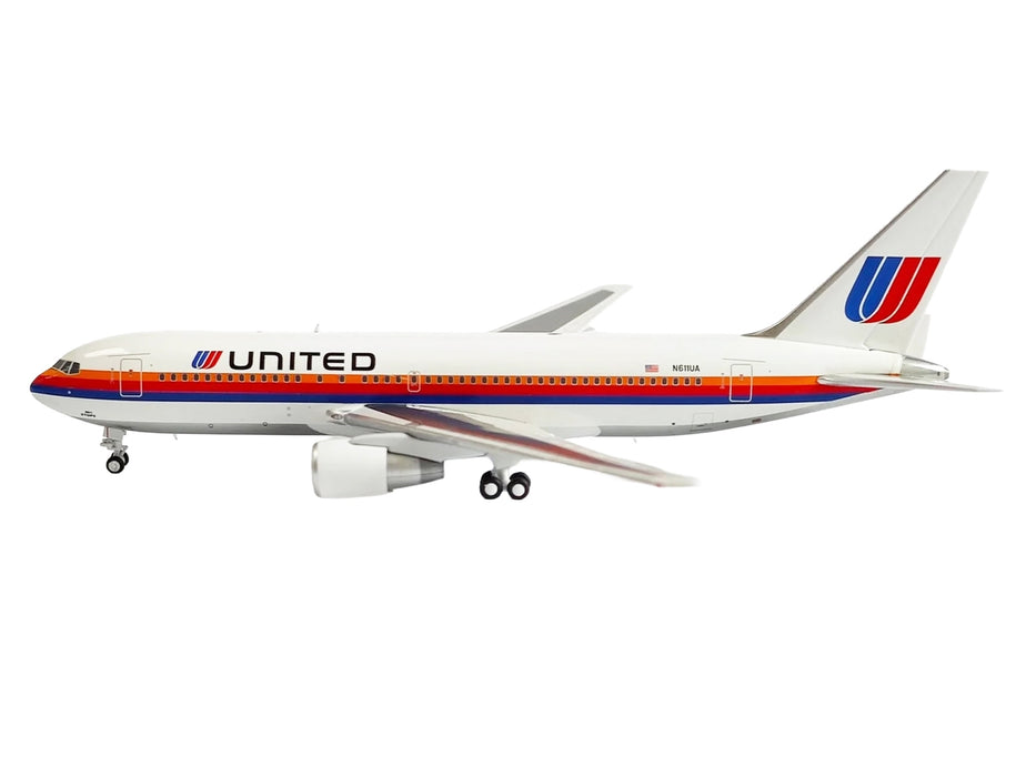 Boeing 767-200ER Commercial Aircraft "United Airlines" (N611UA) White with Stripes 1/400 Diecast Model by V1:400