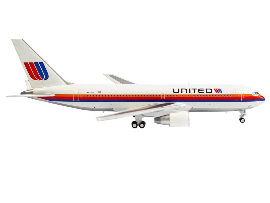 Boeing 767-200ER Commercial Aircraft "United Airlines" (N611UA) White with Stripes 1/400 Diecast Model by V1:400