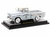 1958 Chevrolet Apache Cameo Pickup Truck "Mooneyes" Light Gray with White Top Limited Edition to 6650 pieces Worldwide 1/24 Diecast Model Car by M2 Machines - Miniature Motors