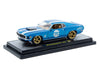 1970 Ford Mustang Sportsroof #70 Blue Metallic with White Stripes Limited Edition to 4050 pieces Worldwide 1/24 Diecast Model Car by M2 Machines