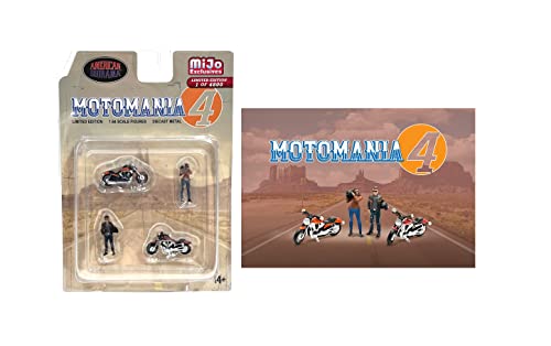 "Motomania 4" 4 piece Diecast Set (2 Figures and 2 Motorcycles) Limited Edition to 4800 pieces Worldwide 1/64 Scale Models by American Diorama