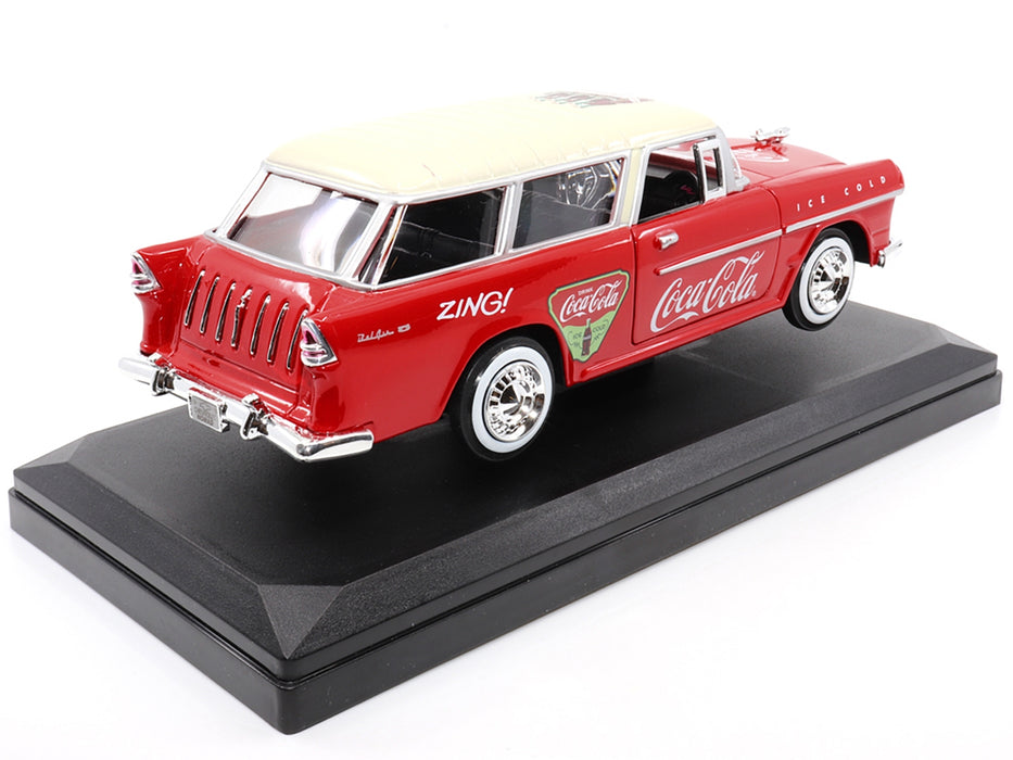 1955 Chevrolet Bel Air Nomad Red with White Top "Coca-Cola" 1/24 Diecast Model Car by Motor City Classics - Miniature Motors