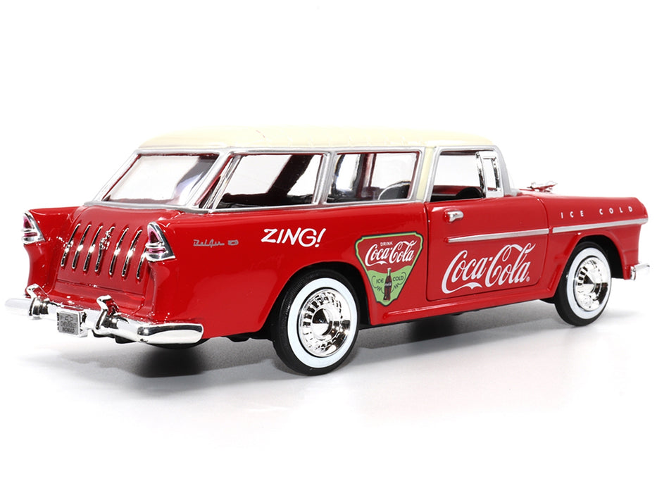 1955 Chevrolet Bel Air Nomad Red with White Top "Coca-Cola" 1/24 Diecast Model Car by Motor City Classics - Miniature Motors