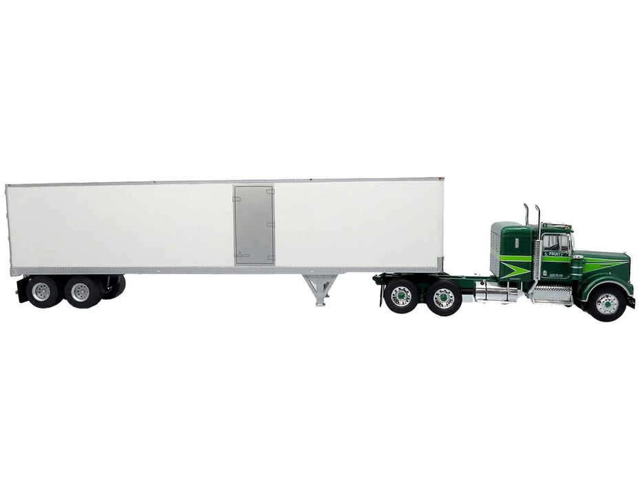 1976 Kenworth W900A Tractor with Dry Goods Trailer Green Metallic with Light Green Graphics "Vintage Heavy Haul Truck Collection" 1/43 Diecast Model by Iconic Replicas