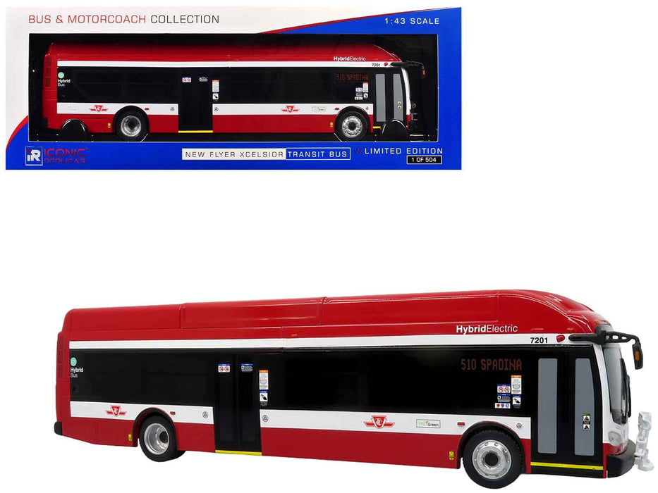 New Flyer Xcelsior Transit Bus "TTC - Toronto Transit Commission" Red and White "The Bus & Motorcoach Collection" Limited Edition to 504 Pieces Worldwide 1/43 Model by Iconic Replicas