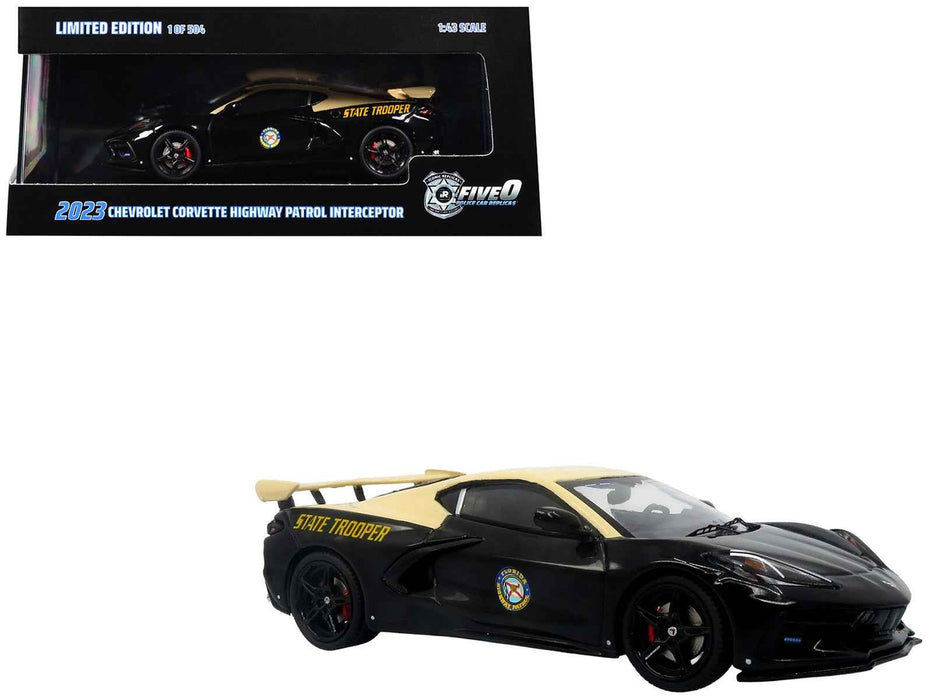 2023 Chevrolet Corvette C8 Stingray Police Interceptor "Florida Highway Patrol (FHP)" Black with Cream Top 1/43 Diecast Model by Iconic Replicas