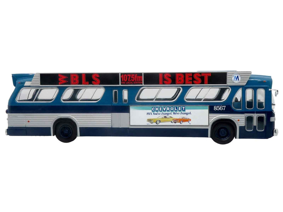 1963 GM TDH-5303 Transit Bus "MTA New York City Surface Transit" Blue Two-Tone with Graphics "The Bus & Motorcoach Collection" Limited Edition to 504 pieces Worldwide  1/43 Plastic Model by Iconic Replicas