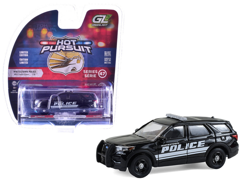 2023 Ford Police Interceptor Utility "Whitestown Police Dept. Whitestown IN" Black "Hot Pursuit" Series 47 1/64 Diecast Model Car by Greenlight