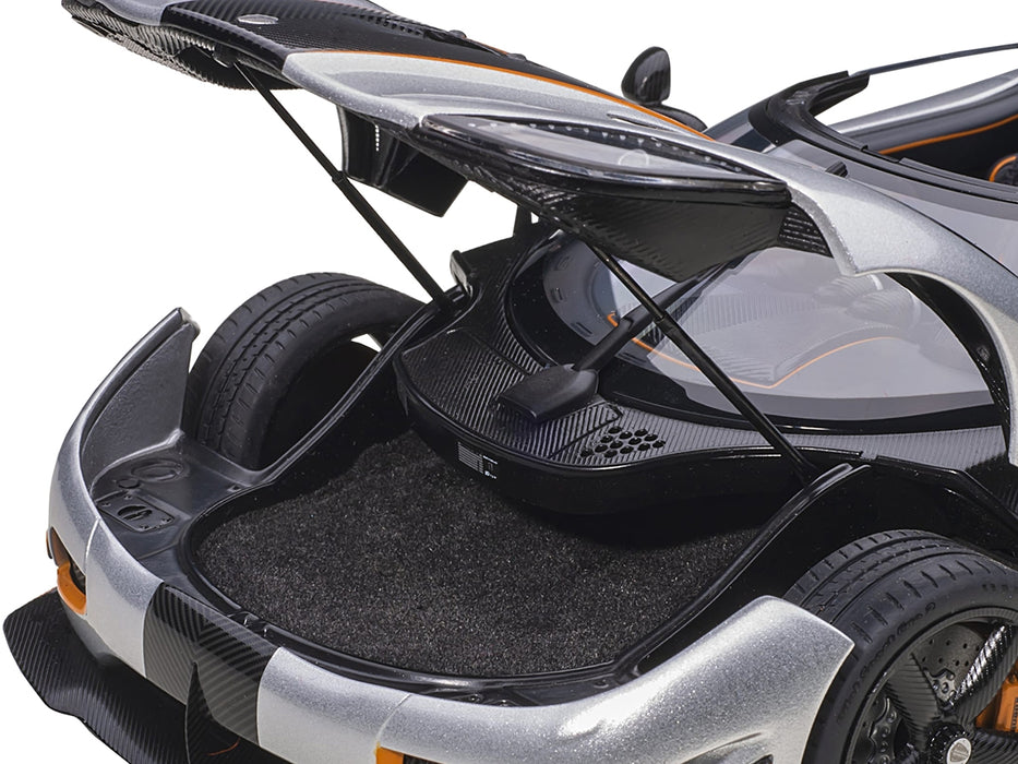 Koenigsegg Agera RS Moon Silver with Carbon and Orange Accents 1/18 Model Car by Autoart
