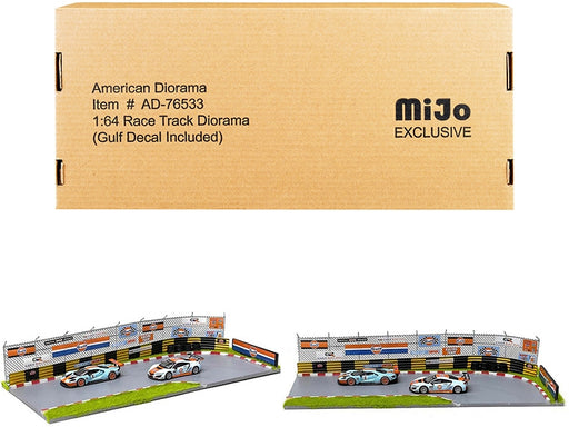 "Race Track Gulf Oil" Diorama with Decals for 1/64 Scale Models by American Diorama - Miniature Motors