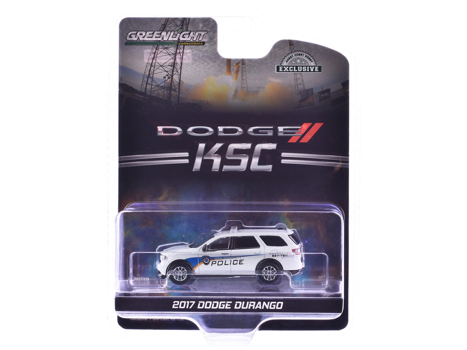 2017 Dodge Durango "Kennedy Space Center (KSC) Security Police Traffic Enforcement" White with Graphics "Hobby Exclusive" Series 1/64 Diecast Model Car by Greenlight - Miniature Motors