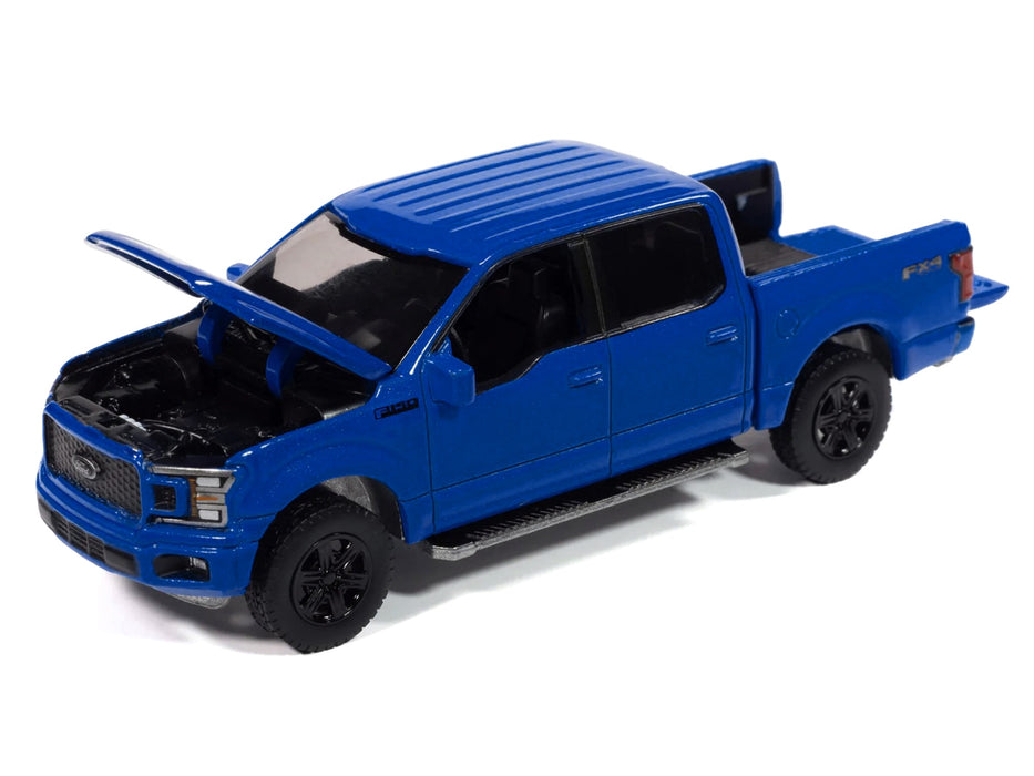 2020 Ford F-150 FX4 Black Appearance Package Pickup Truck Velocity Blue "Muscle Trucks" Series 1/64 Diecast Model Car by Auto World