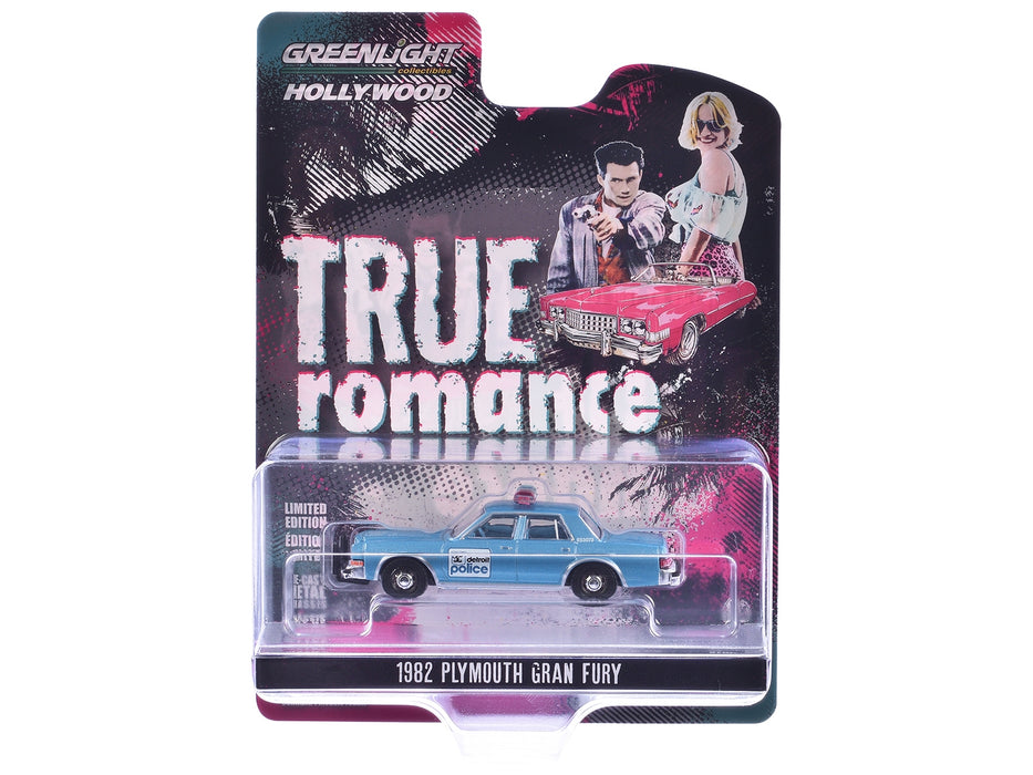 1982 Plymouth Gran Fury "Detroit Police" Blue Metallic "True Romance" (1993) Movie "Hollywood Series" Release 43 1/64 Diecast Model Car by Greenlight